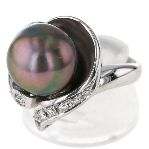 大粒パールPt900イヤリング天然ダイヤモンド0.27/0.27ct