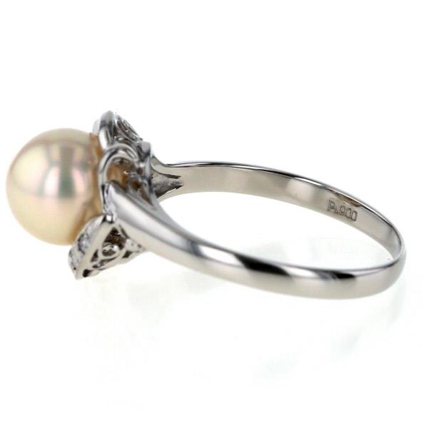 Pt900 プラチナ リング 真珠 8.1mm ダイヤモンド 0.04ct パール 