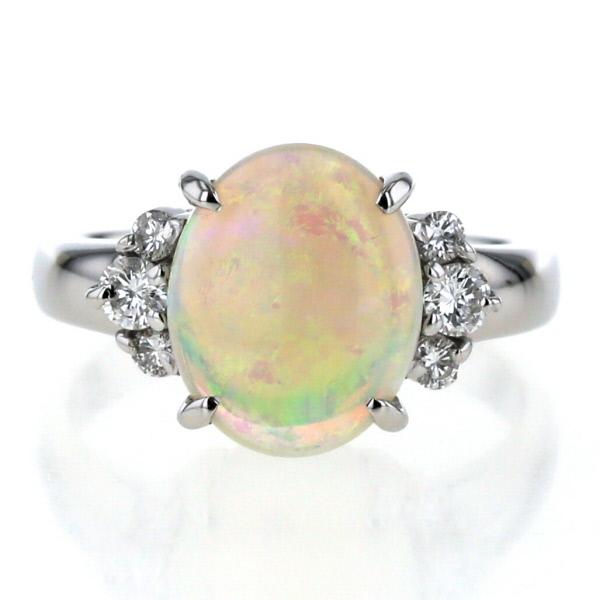 Pt900 プラチナ リング オパール 1.93ct ダイヤモンド 0.25ct 
