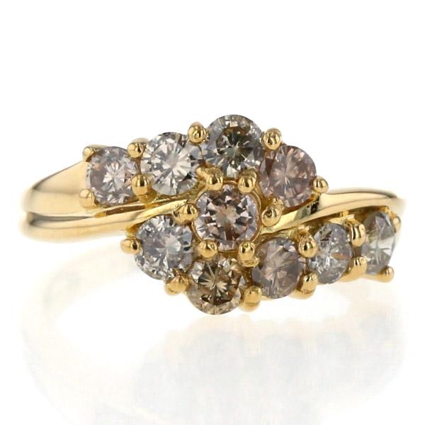 K18YG ブラウンダイヤパヴェピンキーリング✨ K18PG 0.90ct