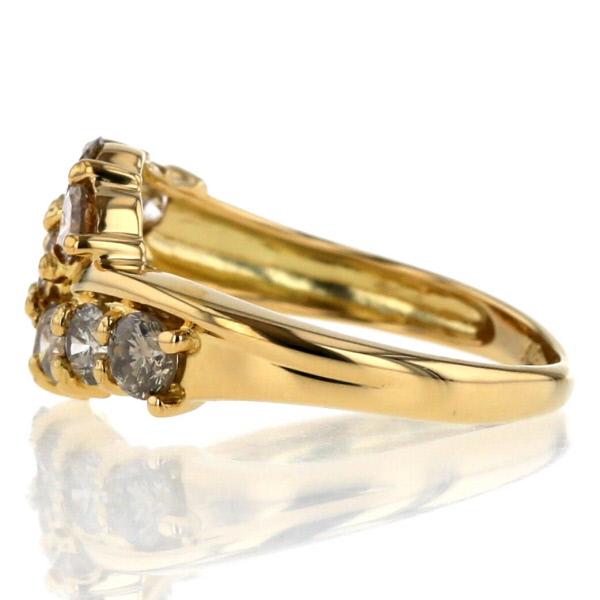 K18YG イエローゴールド リング ダイヤモンド 1.00ct ブラウン K18YG イエローゴールド リング ダイヤモンド 1.00ct ブラウン