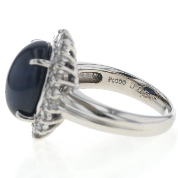 Pt900 プラチナ リング サファイア 8.29ct ダイヤモンド 0.5ct カボション 取り巻き 大粒 デザイン 指輪 9号【新品仕上済】【zz】【中古】の画像