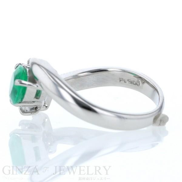 Pt900 プラチナ リング エメラルド ペアシェイプ 0.82ct D0.32ct 