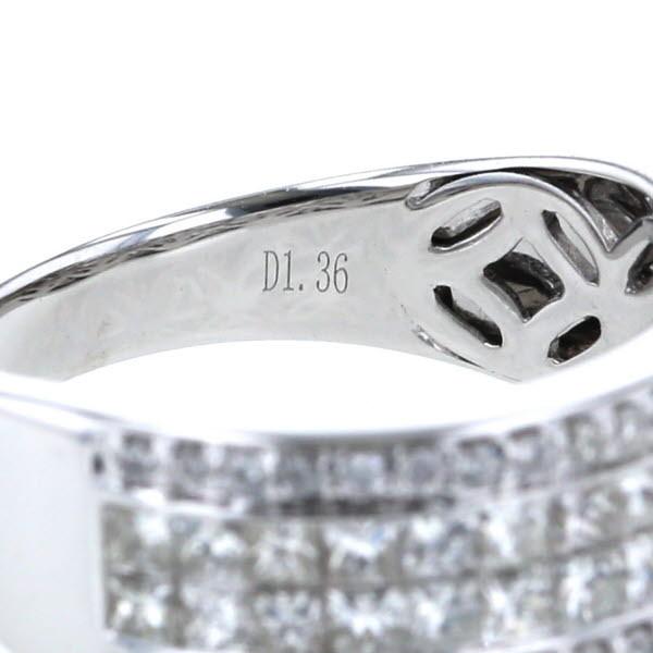 K18WG ホワイトゴールド リング ダイヤモンド1.36ct 4連 ハーフ
