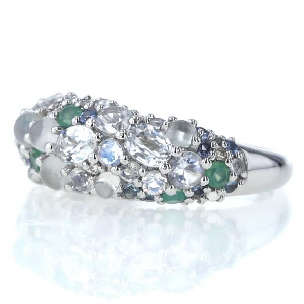 GSTV K18WG ホワイトゴールド リング ムーンストーン サファイア