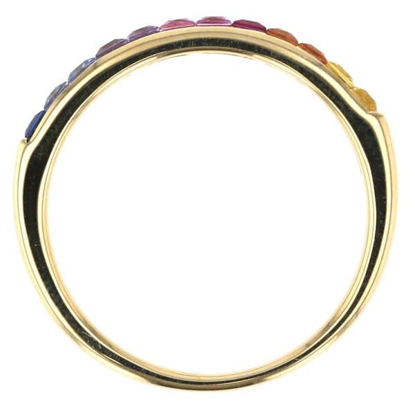 GSTV K18YG イエローゴールド リング マルチサファイア0.46ct ルビー