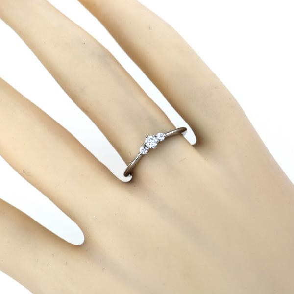 Kuno ケイウノ Pt950 プラチナ リング ダイヤモンド0.16ct 3粒 V字 
