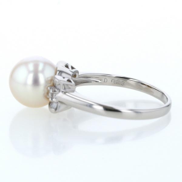 Pt900 プラチナ リング ダイヤモンド0.23ct パール 真珠10.5mm リボン 