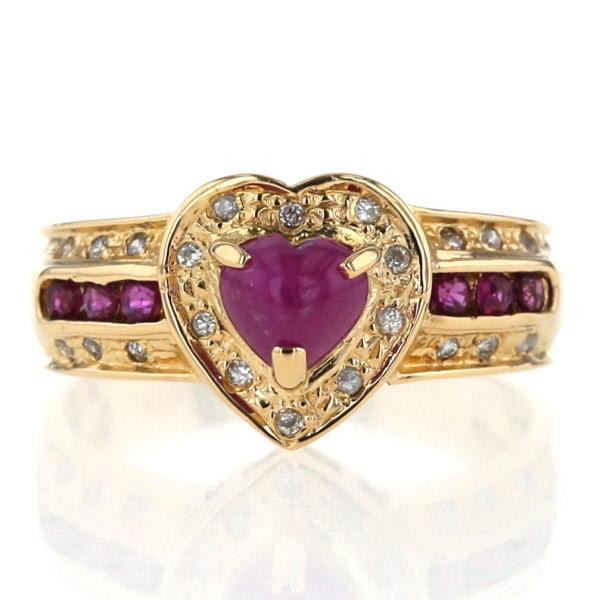 K18YG イエローゴールド リング ルビー 0.89ct ダイヤモンド 0.09ct