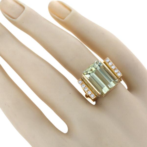 K18YG イエローゴールド リング レモンクォーツ 8.54ct ダイヤ K18YG イエローゴールド リング レモンクォーツ 8.54ct ダイヤ