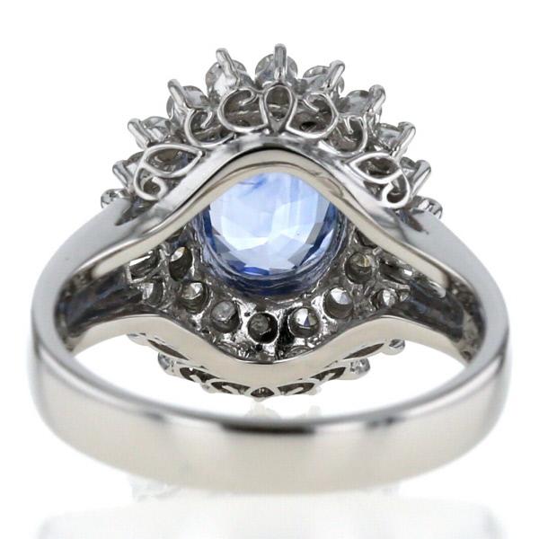 Pt900 プラチナ リング 非加熱サファイア 2.02ct ダイヤモンド 0.76ct