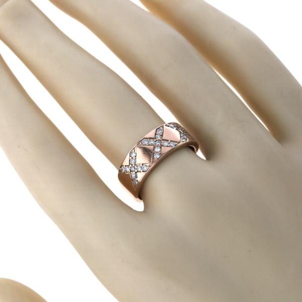 K18PG ピンクゴールド リング ダイヤモンド 0.35ct クロス X字 十字 3 