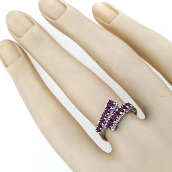 Pt900 プラチナ リング ルビー 1.07ct スクエアカット 抱き合わせ 