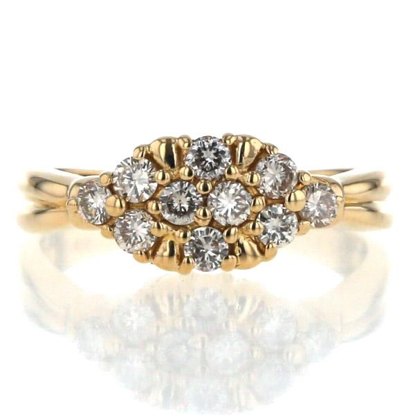 K18YG イエローゴールド リング ダイヤモンド 0.50ct パヴェ リボン  