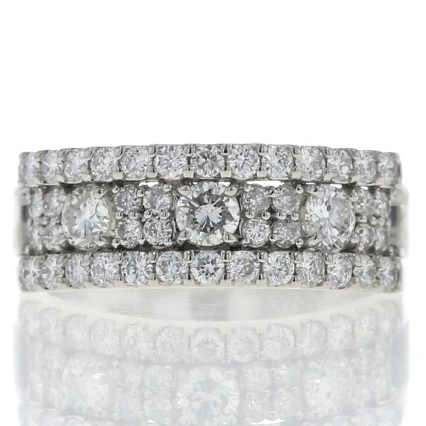 Pt900 プラチナ リング ダイヤモンド 1.00ct 3列 パヴェ ラウンド 