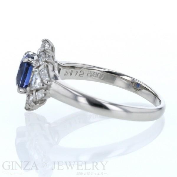 Pt900 プラチナ リング ブルー サファイア 1.12ct ダイヤ 0.58ct メレ 