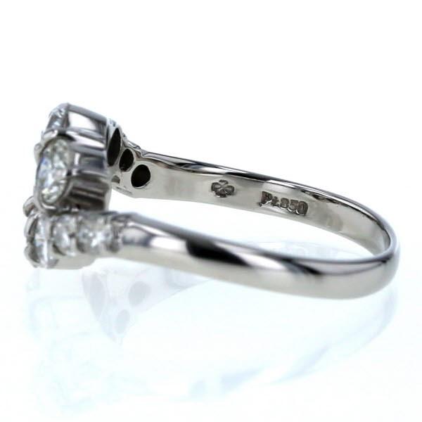Pt850 プラチナ リング ダイヤモンド 1.02ct 10石 ウェーブ 透かし 
