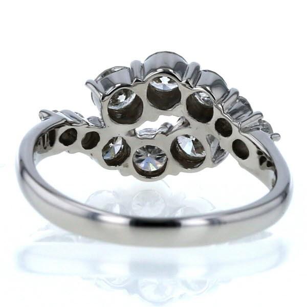 Pt850 プラチナ リング ダイヤモンド 1.02ct 10石 ウェーブ 透かし 