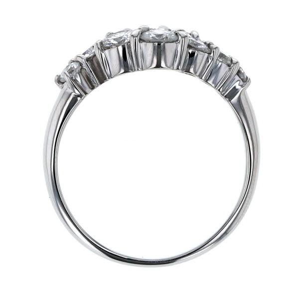 Pt850 プラチナ リング ダイヤモンド 1.02ct 10石 ウェーブ 透かし 