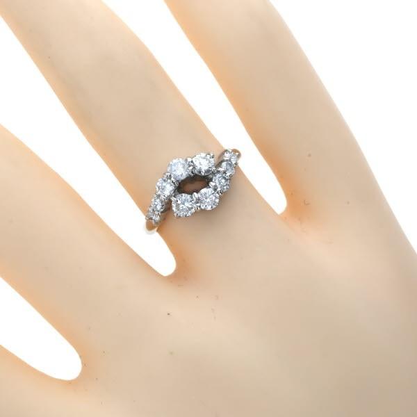 Pt850 プラチナ リング ダイヤモンド 1.02ct 10石 ウェーブ 透かし 