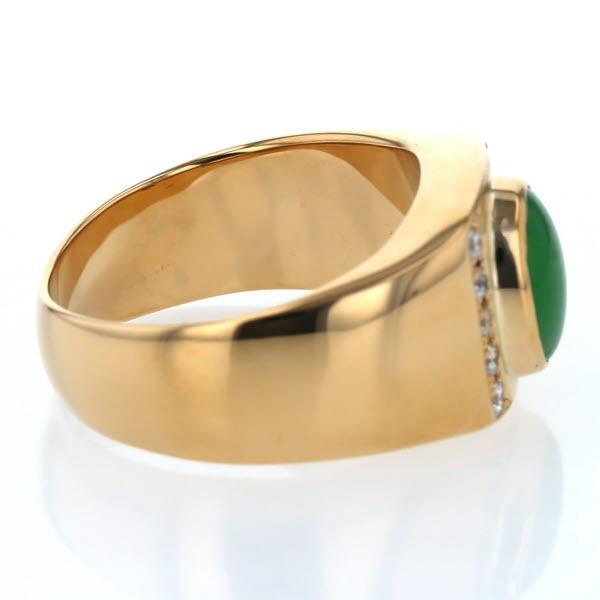 K18YG イエローゴールド リング 翡翠 1.76ct ダイヤモンド 0.18ct