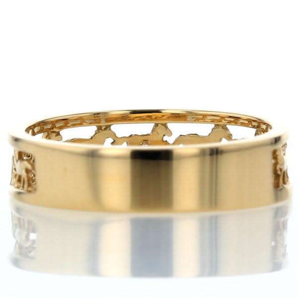 K18YG イエローゴールド リング ダイヤモンド 0.01ct 一粒石 馬 ホース  