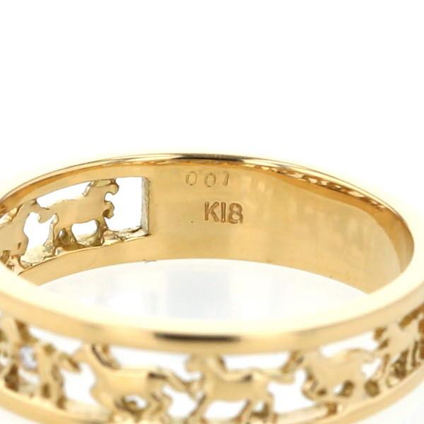 K18YG イエローゴールド リング ダイヤモンド 0.01ct 一粒石 馬 ホース  