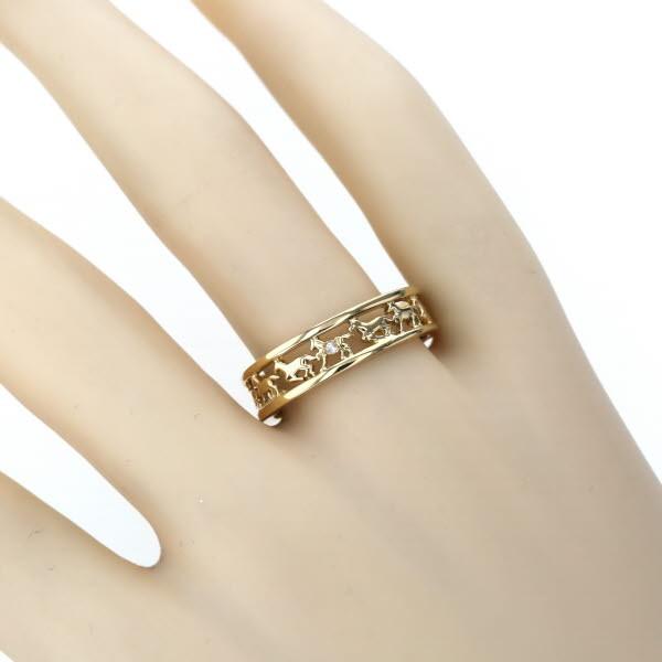 K18YG イエローゴールド リング ダイヤモンド 0.01ct 一粒石 馬 ホース  