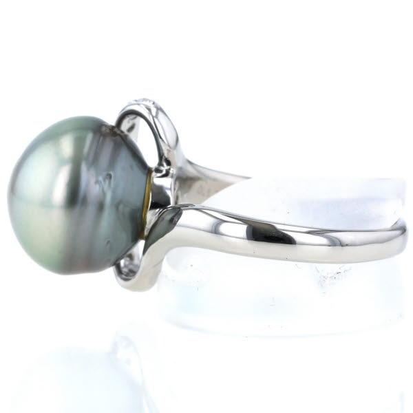 値下げ Pt900 プラチナ リング ダイヤモンド0.15ct パール 黒蝶真珠 