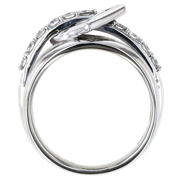 Prefito プレフィート Pt900 プラチナ リング ダイヤモンド0.85ct スクエア ライン 3連 透かし デザイン 指輪 13.5