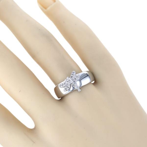 K18WG ホワイトゴールド リング ダイヤモンド0.09ct トンボ 蜻蛉 