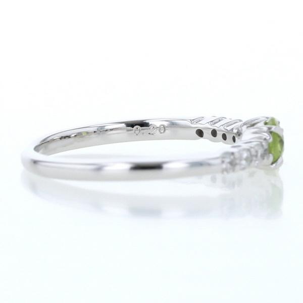 K18WG ホワイトゴールド リング ペリドット ダイヤモンド0.20ct
