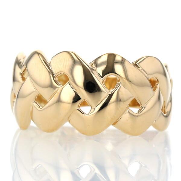 K18YG イエローゴールド リング チェーン 三つ編み 編み込み 編み目