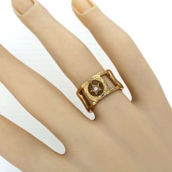 遺品処理、昭和レトロ？星形装飾 ゴールドリング。磁石反応無いです 遺品処理、昭和レトロ？星形装飾 ゴールドリング。磁石反応無いです