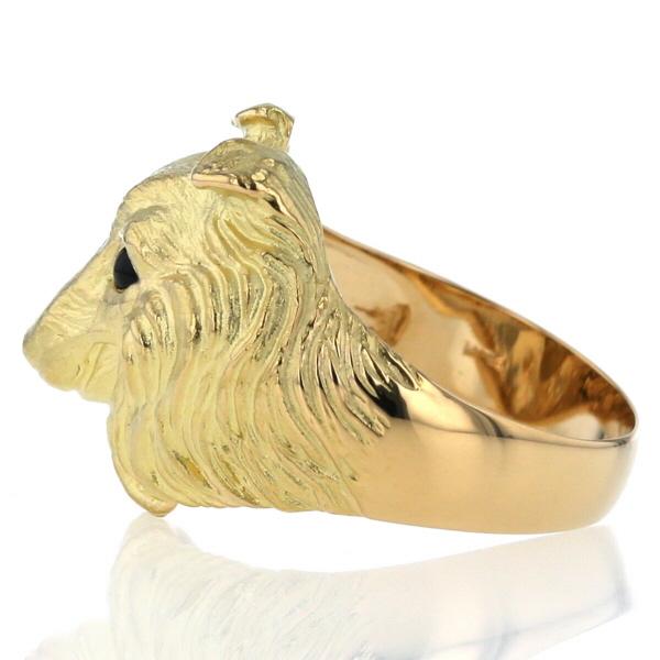 値下げ K18YG イエローゴールド リング 黒石 コリー 犬 ドッグ 動物