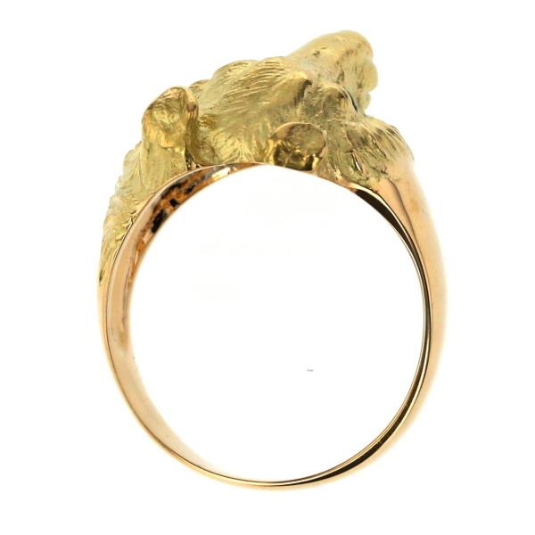 値下げ K18YG イエローゴールド リング 黒石 コリー 犬 ドッグ 動物