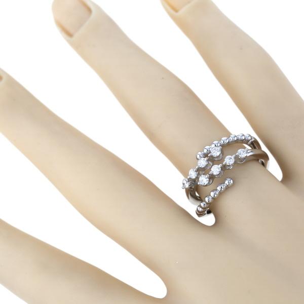 QVC K18WG ホワイトゴールド リング ダイヤモンド0.30ct 8粒 4連