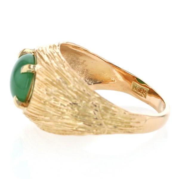 K18YG イエローゴールド リング 翡翠 ヒスイ 一粒 カボション 月甲丸