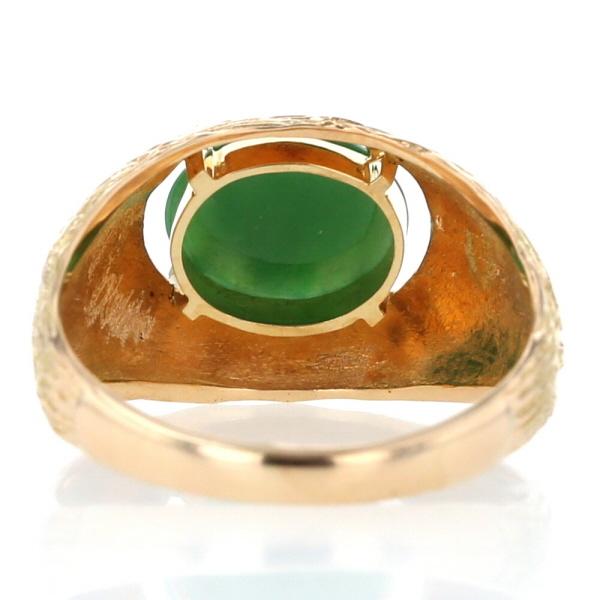 K18YG イエローゴールド リング 翡翠 ヒスイ 一粒 カボション 月甲丸