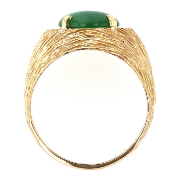 K18YG イエローゴールド リング 翡翠 ヒスイ 一粒 カボション 月甲丸