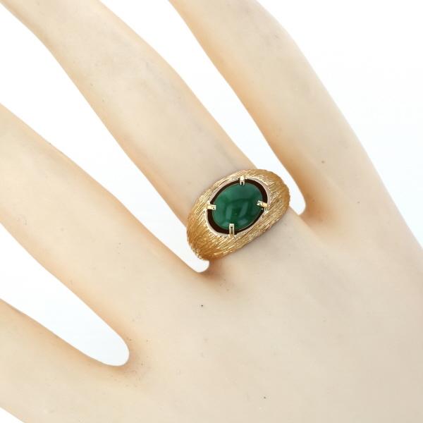 K18YG イエローゴールド リング 翡翠 ヒスイ 一粒 カボション 月甲丸