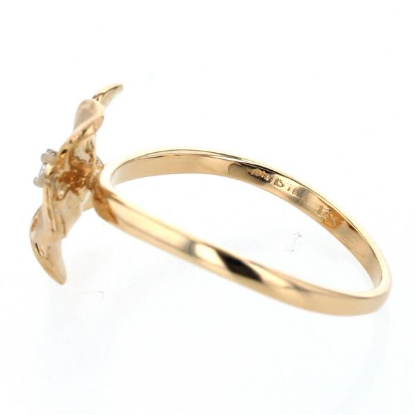 K14YG イエローゴールド リング ダイヤモンド 一粒石 ハワイアン  
