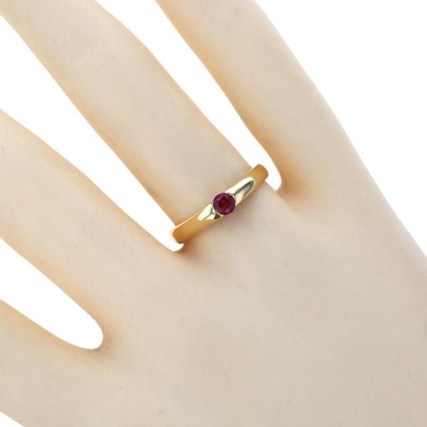 K18YG イエローゴールド リング ルビー 0.25ct テンションセッティング
