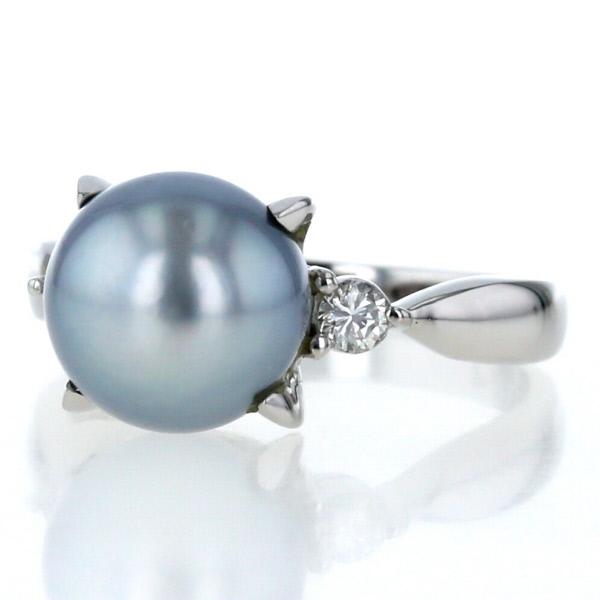 Pt900 プラチナ リング 真珠 9.0mm ダイヤモンド 0.14ct Pt900 プラチナ リング 真珠 9.0mm ダイヤモンド 0.14ct