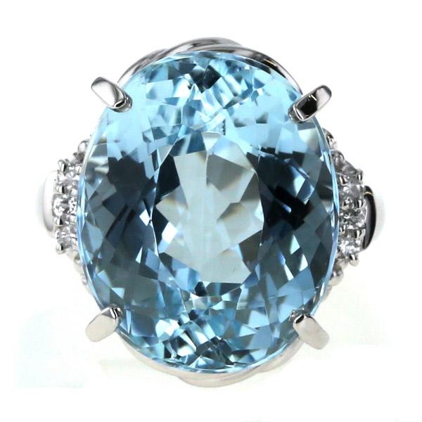 Pt900 プラチナ リング アクアマリン 11.49ct ダイヤモンド 0.08ct  