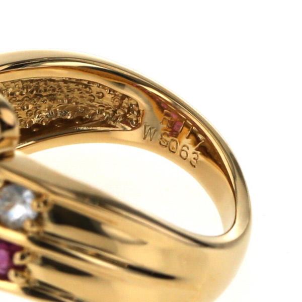 K18YG イエローゴールド リング ルビー 1.17ct ホワイトサファイア  