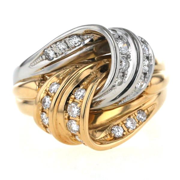 値下げ K18YG Pt900 イエローゴールド プラチナ リング ダイヤモンド  