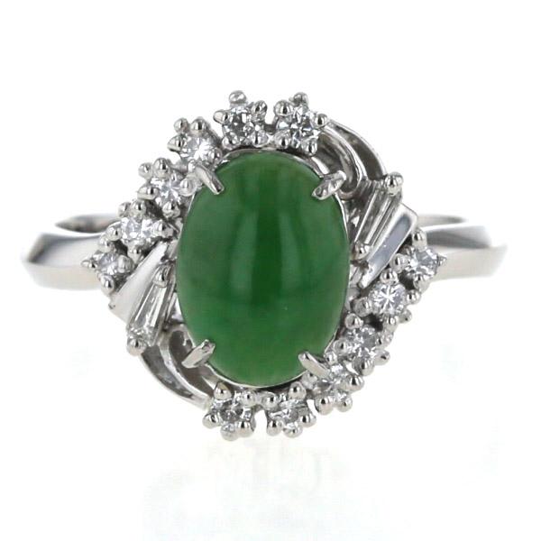 Pt900 プラチナ リング 翡翠 1.44ct ダイヤモンド 0.22ct ラウンド 