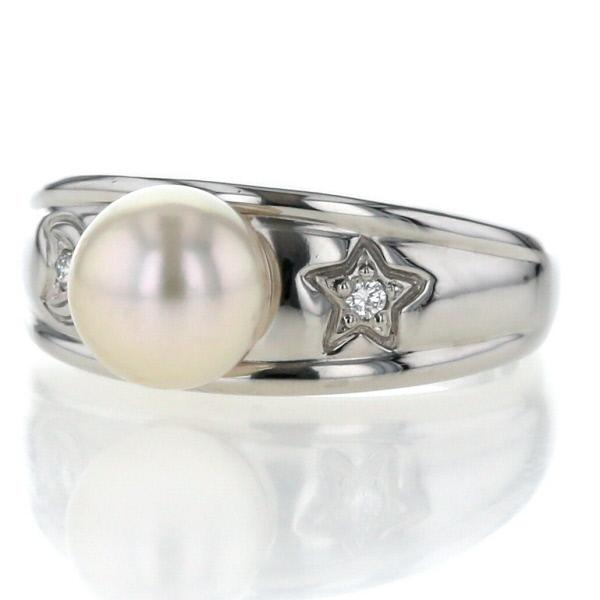 PERLITA MIKIMOTO ミキモト Pt950 リング アコヤ真珠 7.5mm ダイヤ 