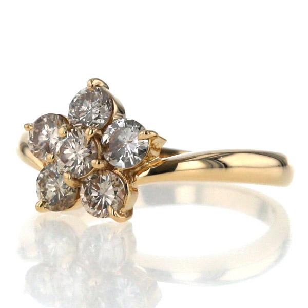 K18YG イエローゴールド リング ダイヤモンド 1.00ct 花